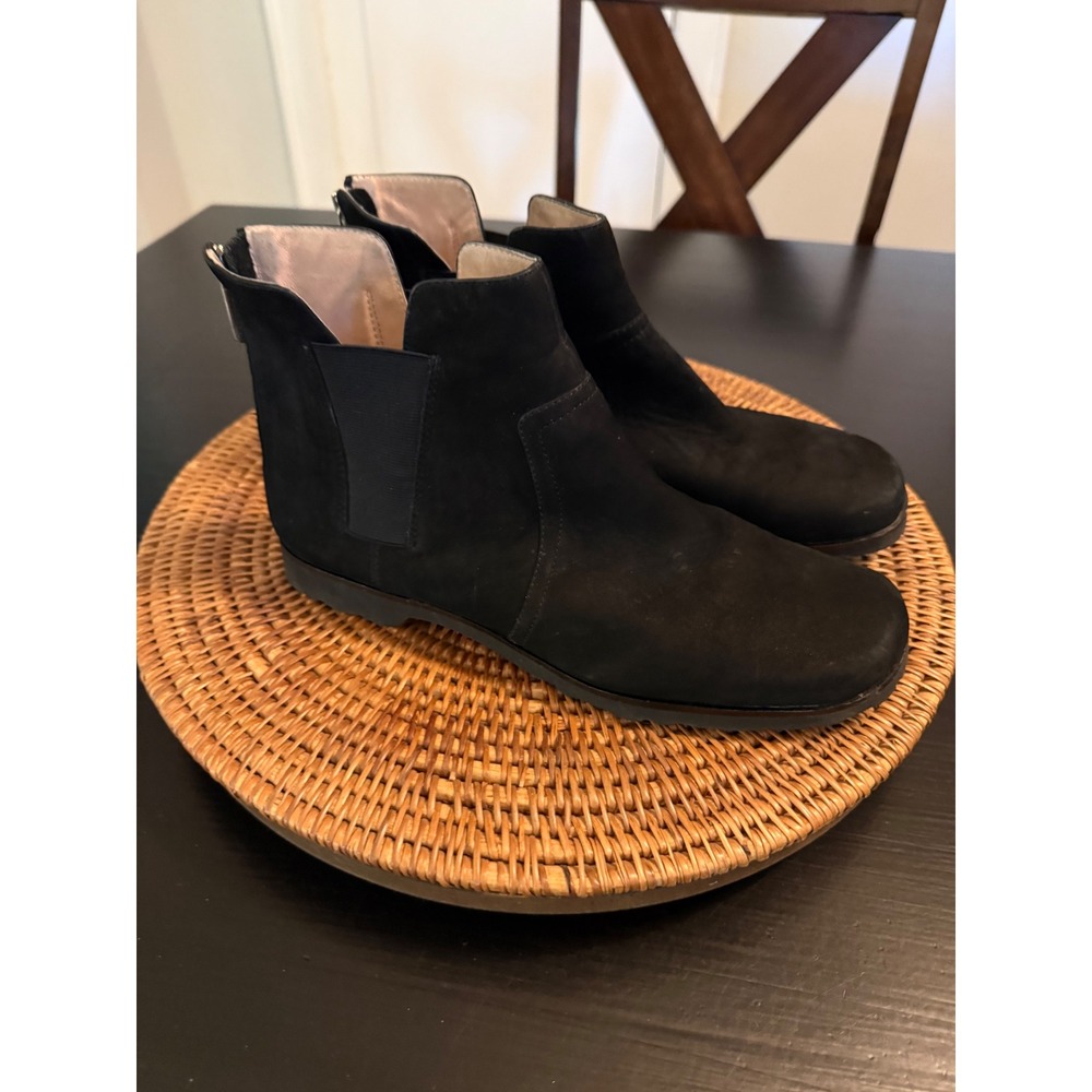 Taryn Rose Traveler Jeri Black Suede Ankle Boots Rear Zip‎ Womens 9.5 M